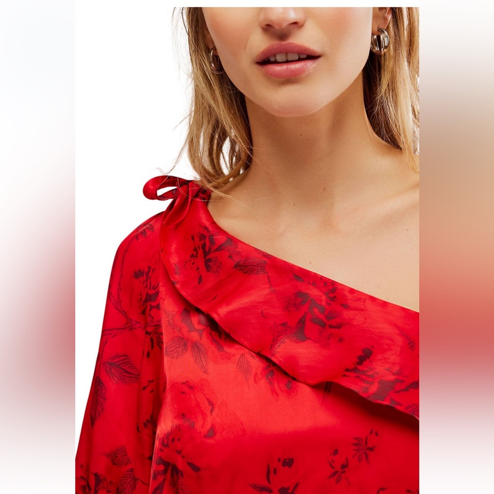 Free People These Nights Blouse in Red Combo NWT Size small - Picture 4 of 7